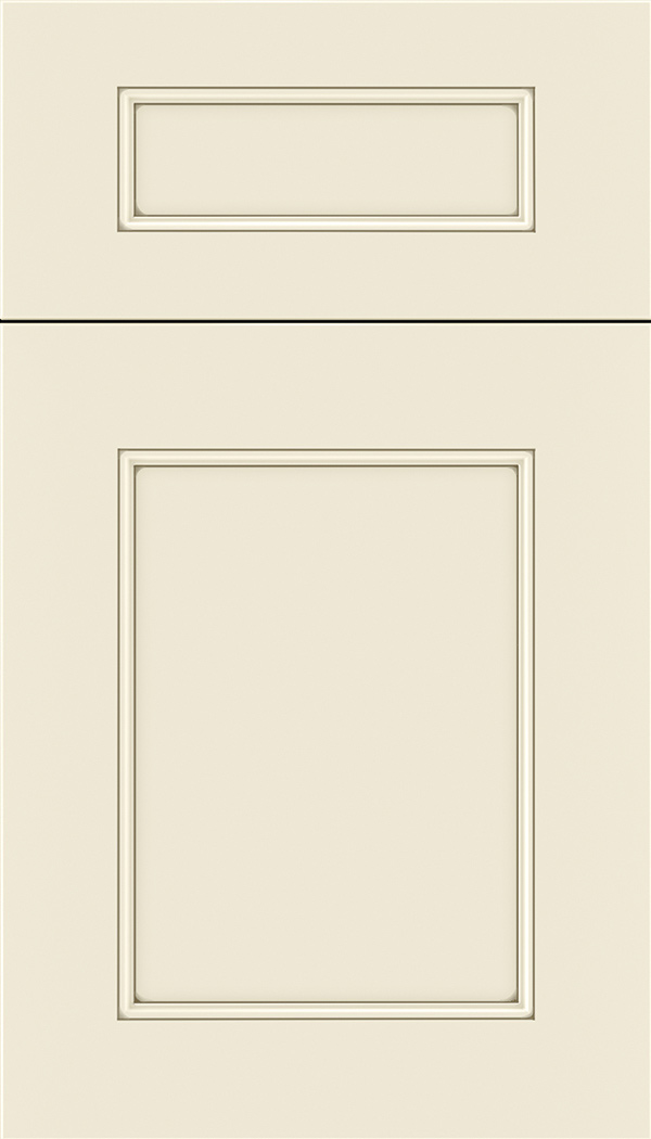 Lexington 5pc Maple recessed panel cabinet door in Seashell with Smoke glaze