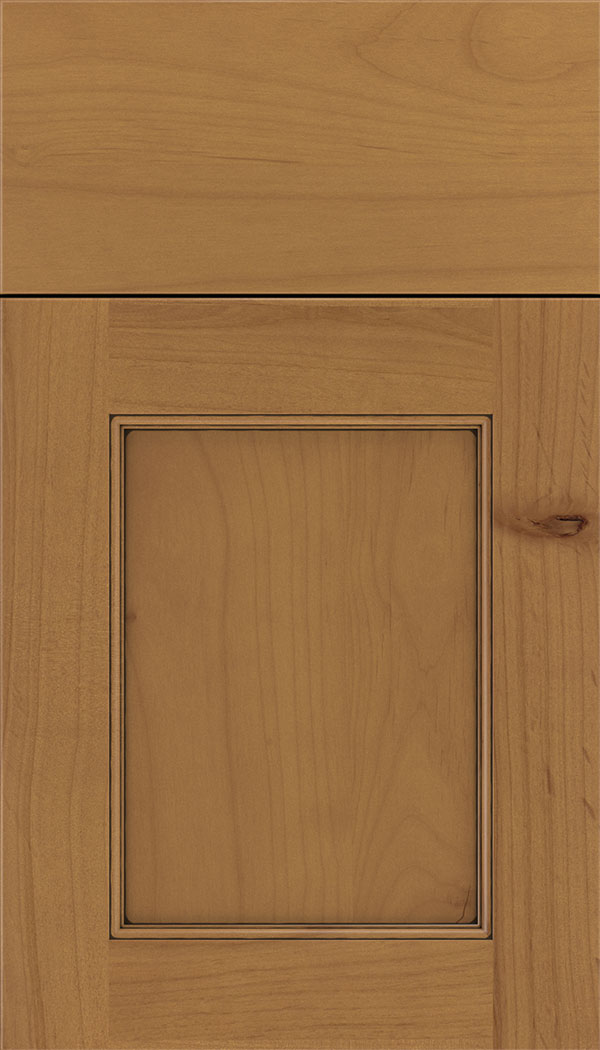 Lexington Alder recessed panel cabinet door in Ginger with Black glaze