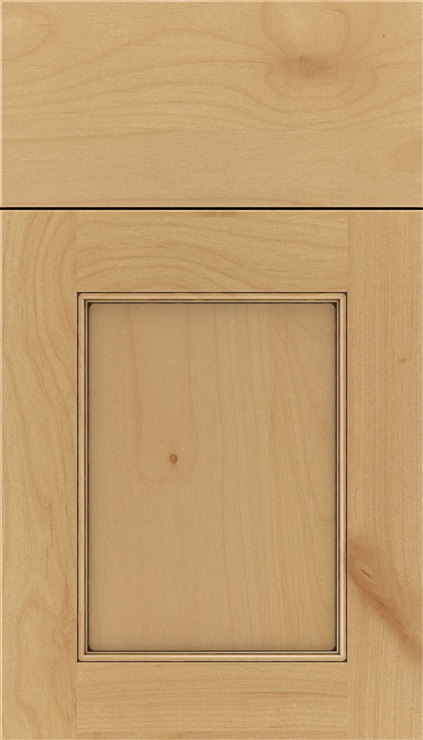 Lexington Alder recessed panel cabinet door in Natural with Mocha glaze
