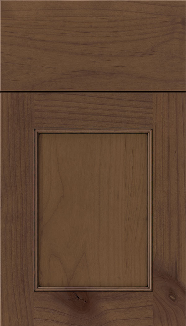 Lexington Alder recessed panel cabinet door in Sienna with Black glaze