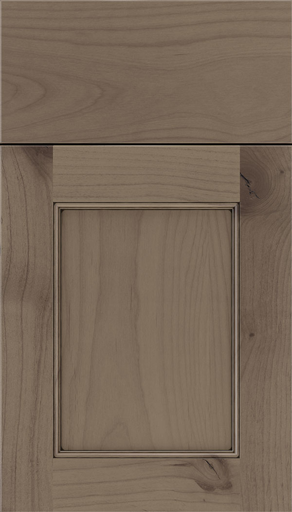 Lexington Alder recessed panel cabinet door in Winter with Black glaze