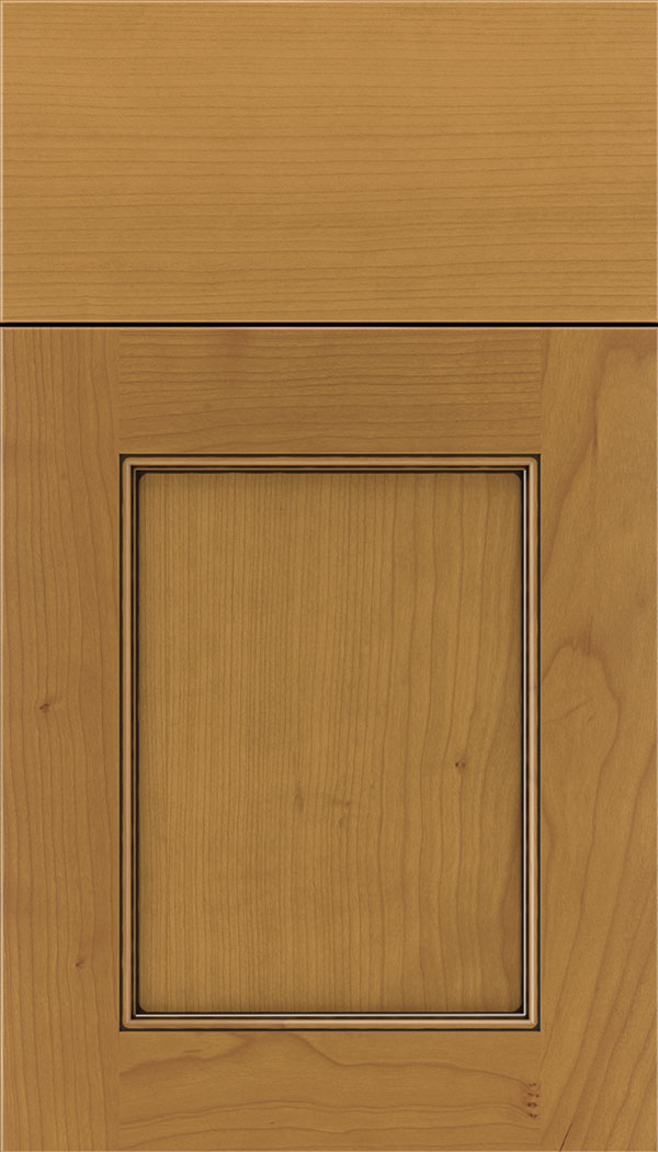 Lexington Cherry recessed panel cabinet door in Ginger with Black glaze