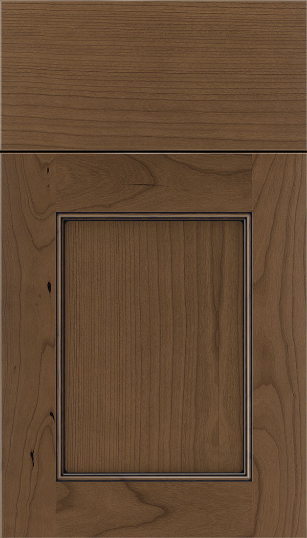 Lexington Cherry recessed panel cabinet door in Toffee with Black glaze