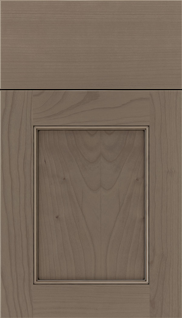 Lexington Cherry recessed panel cabinet door in Winter with Black glaze