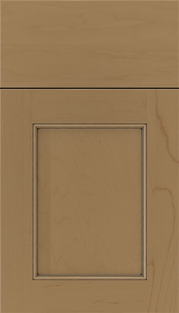 Lexington Maple recessed panel cabinet door in Tuscan with Black glaze
