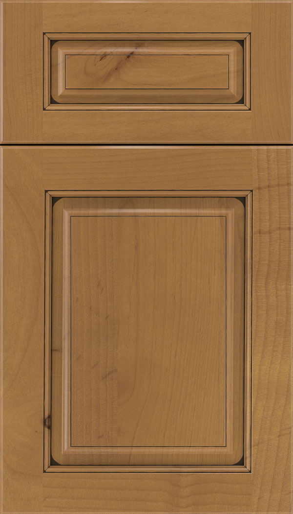 Marquis 5pc Alder raised panel cabinet door in Ginger with Black glaze