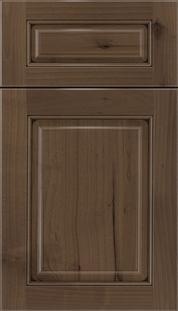 Marquis 5pc Alder raised panel cabinet door in Toffee with Black glaze