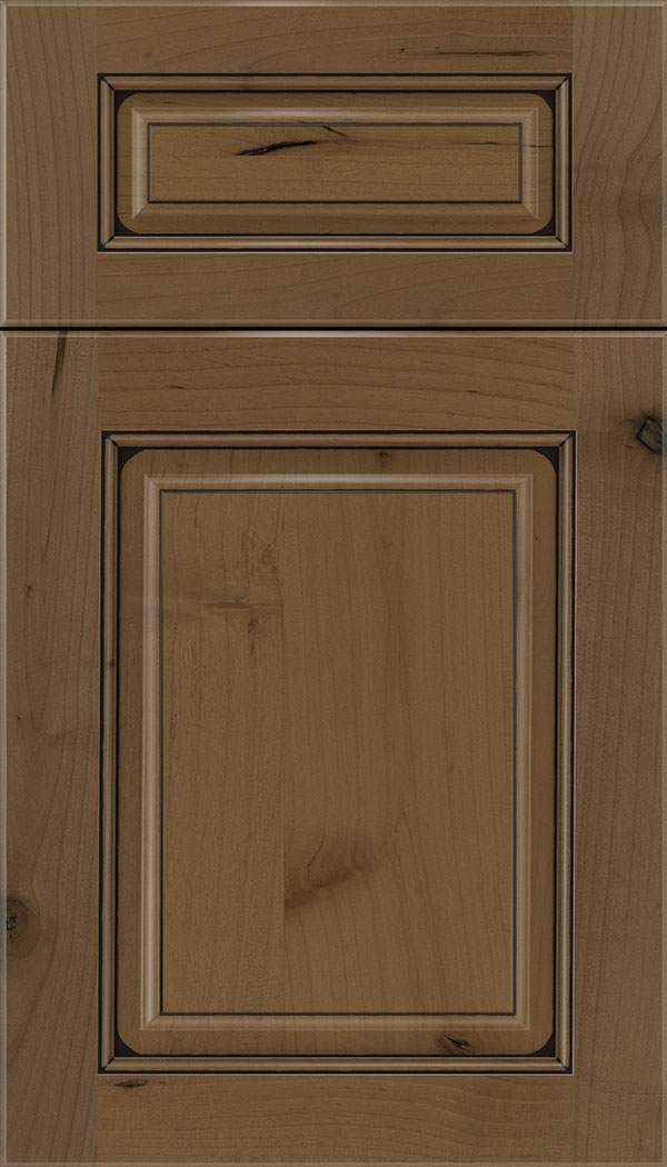 Marquis 5pc Alder raised panel cabinet door in Tuscan with Black glaze