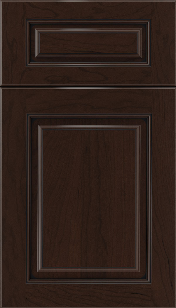 Marquis 5pc Cherry raised panel cabinet door in Cappuccino with Black glaze