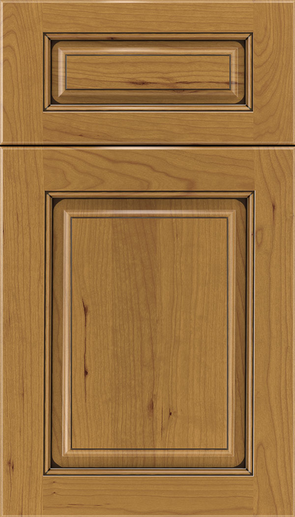 Marquis 5pc Cherry raised panel cabinet door in Ginger with Black glaze