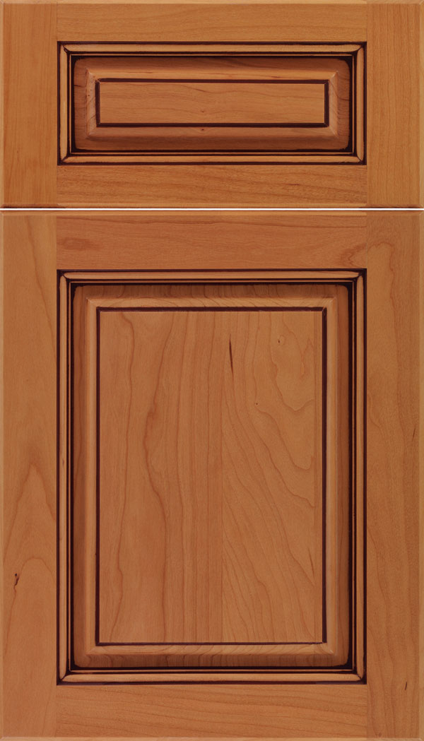 Marquis 5pc Cherry raised panel cabinet door in Ginger with Mocha glaze