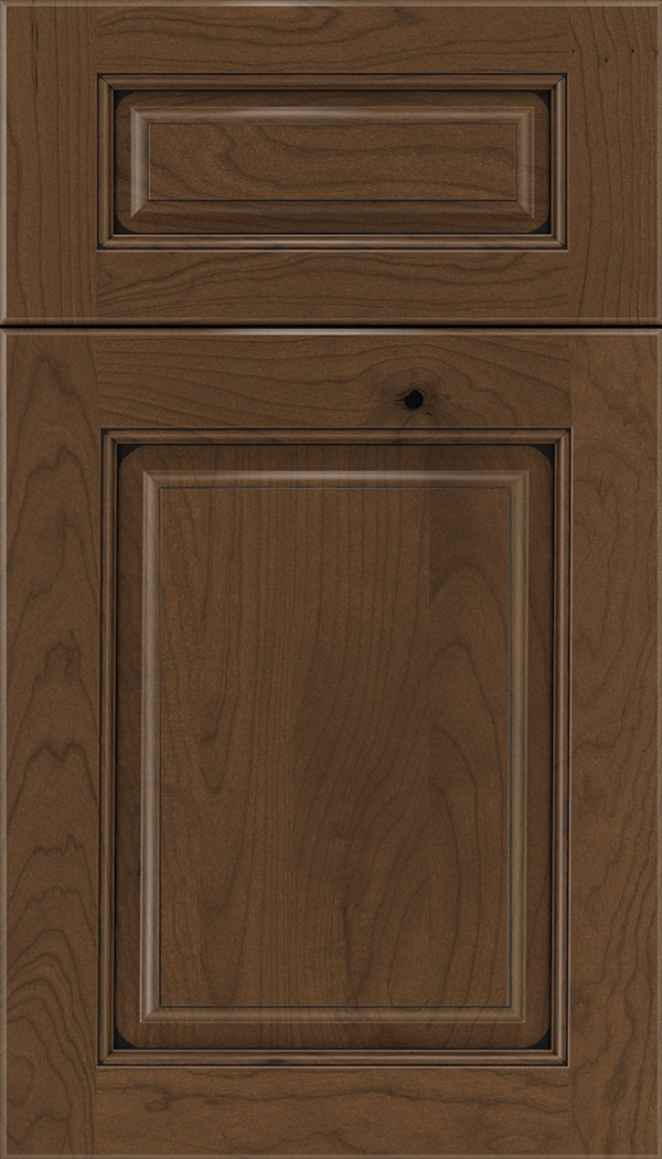 Marquis 5pc Cherry raised panel cabinet door in Sienna with Black glaze