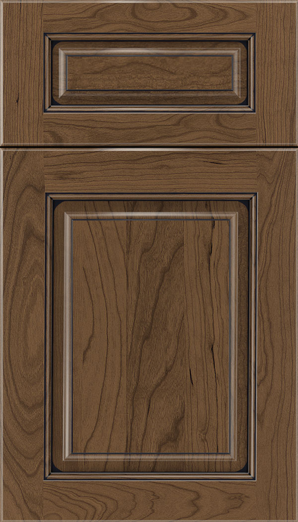 Marquis 5pc Cherry raised panel cabinet door in Toffee with Black glaze