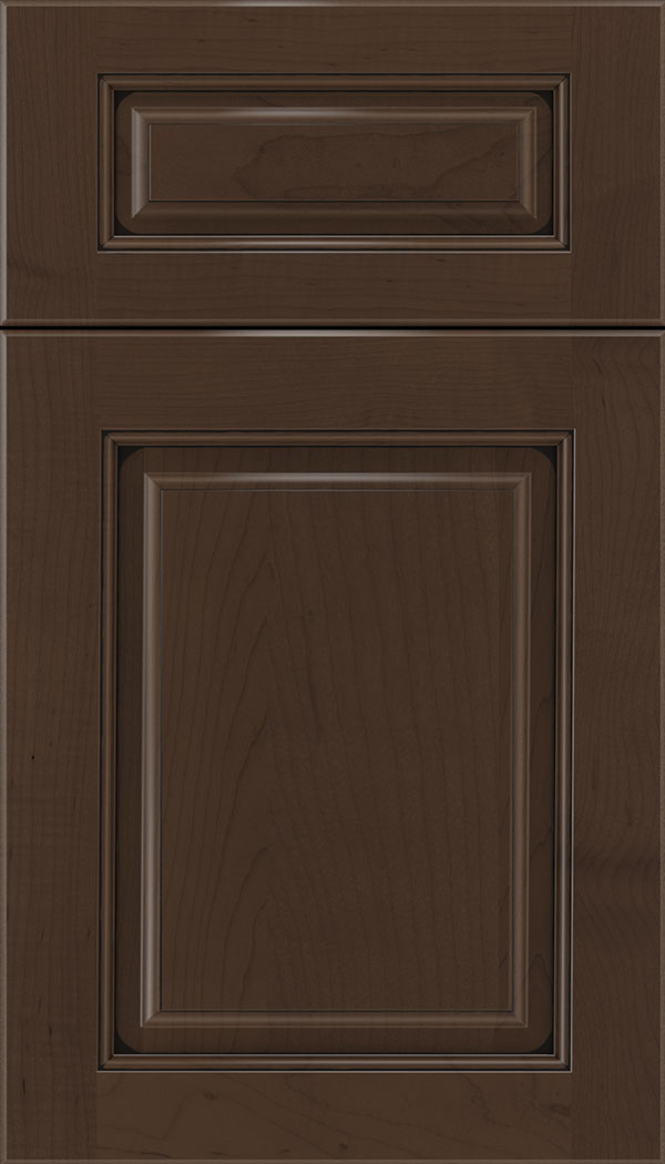 Marquis 5pc Maple raised panel cabinet door in Cappuccino with Black glaze