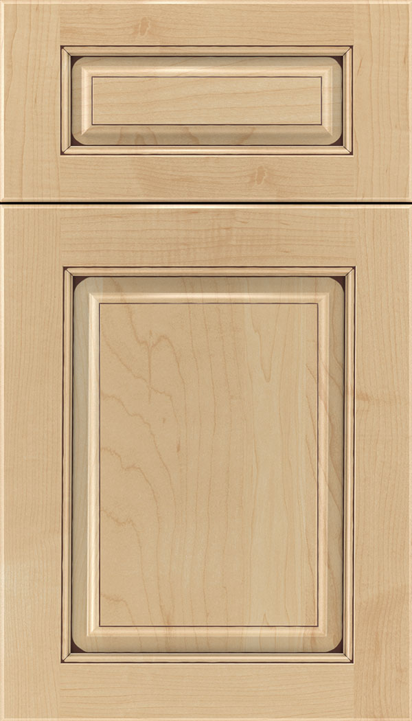 Marquis 5pc Maple raised panel cabinet door in Natural with Mocha glaze