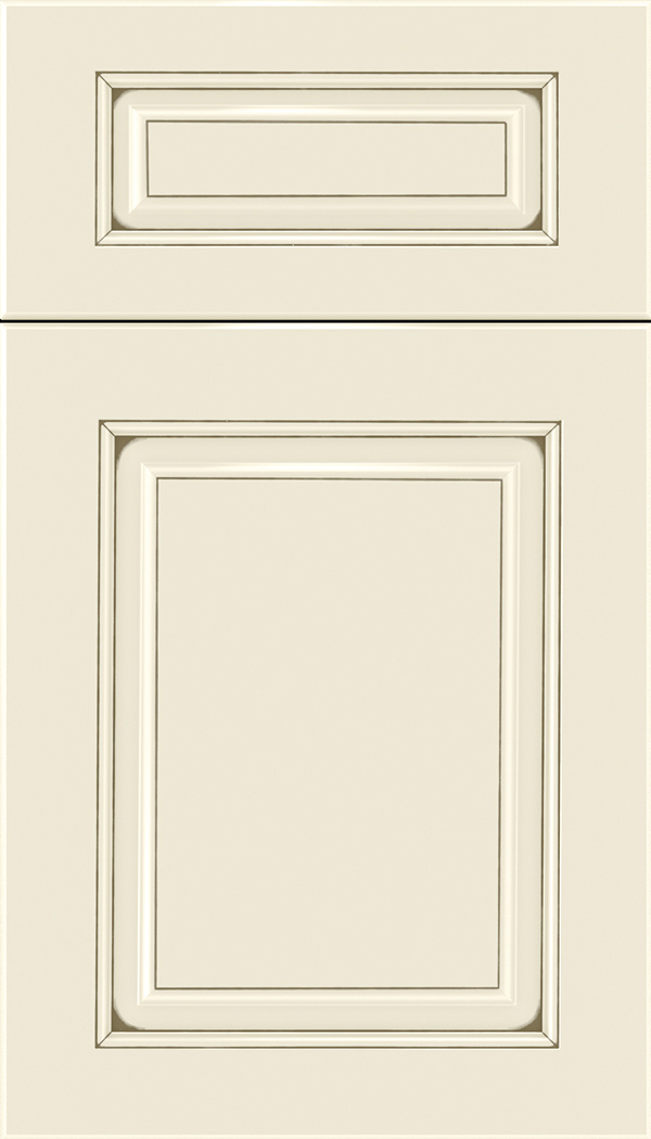 Marquis 5pc Maple raised panel cabinet door in Seashell with Smoke glaze