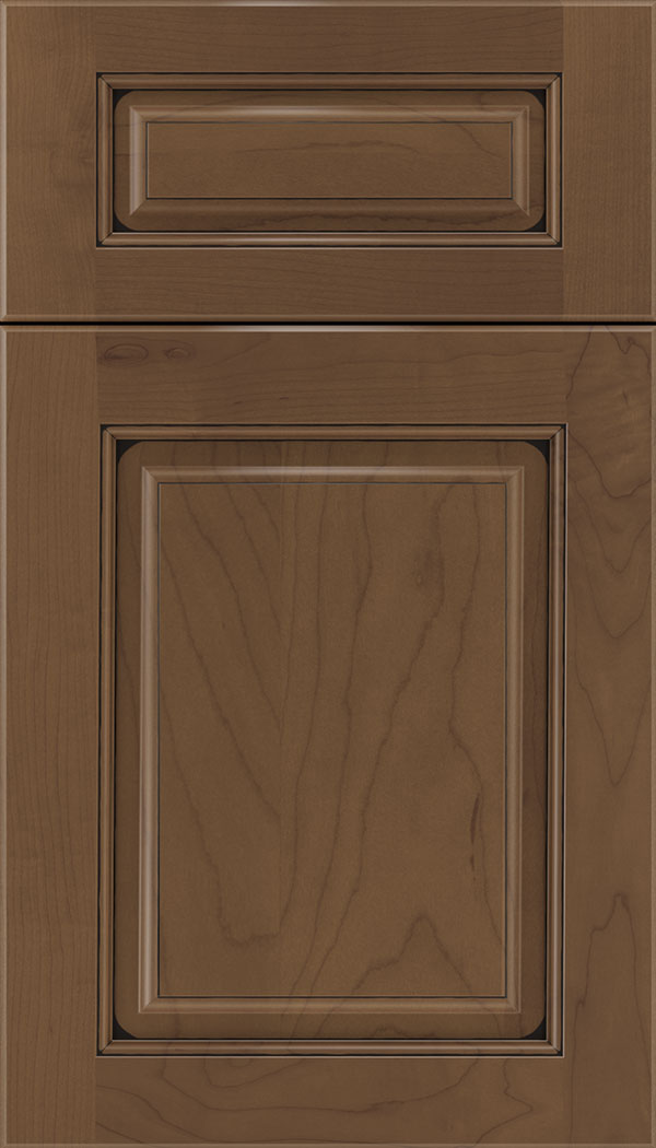 Marquis 5pc Maple raised panel cabinet door in Toffee with Black glaze