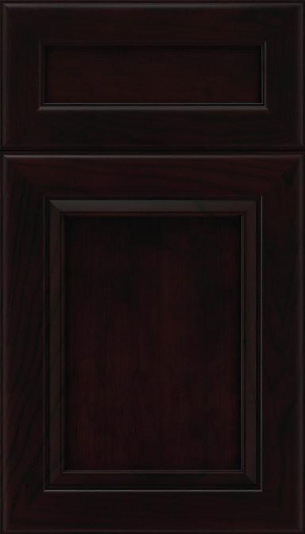 Paloma 5pc Cherry flat panel cabinet door in Espresso with Black glaze
