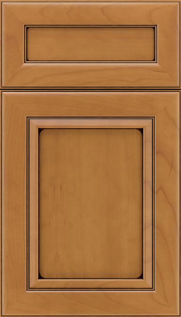 Paloma 5pc Cherry flat panel cabinet door in Ginger with Black glaze