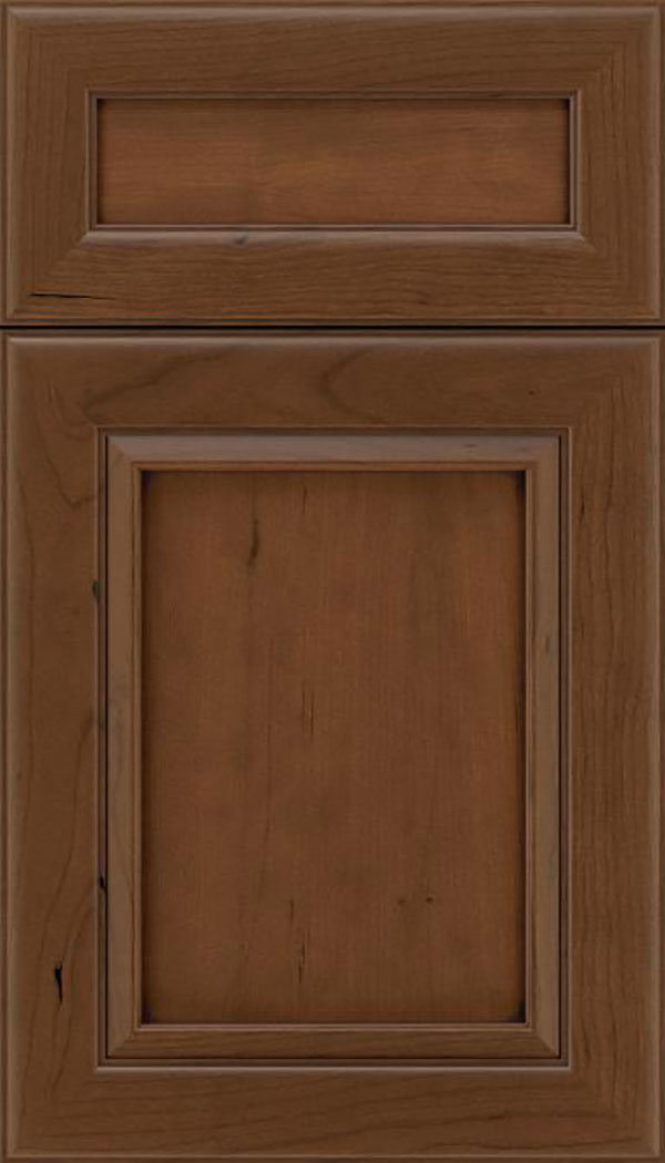 Paloma 5pc Cherry flat panel cabinet door in Sienna with Mocha glaze