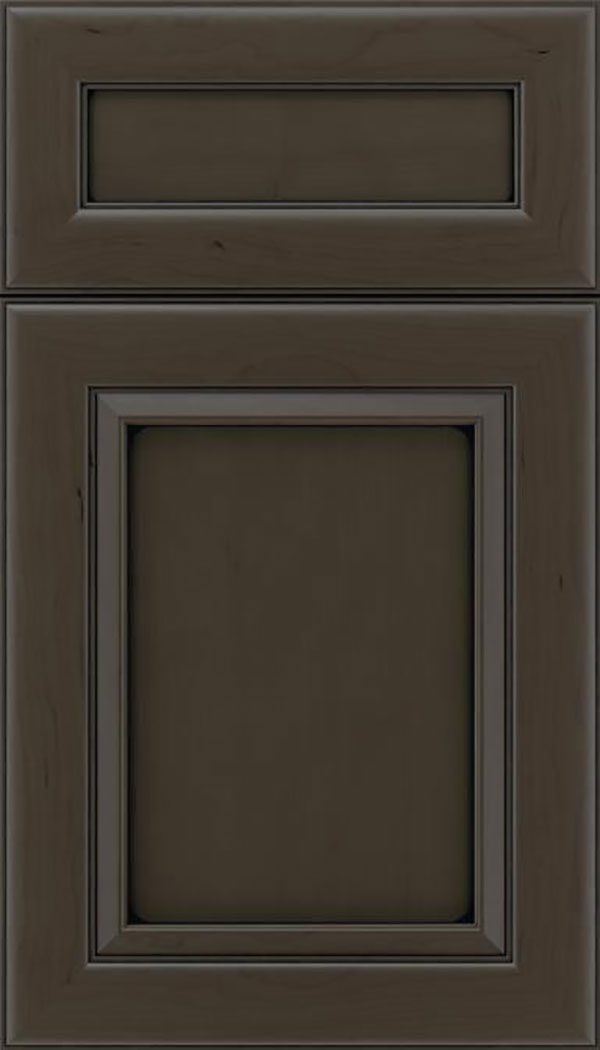 Paloma 5pc Cherry flat panel cabinet door in Thunder with Black glaze