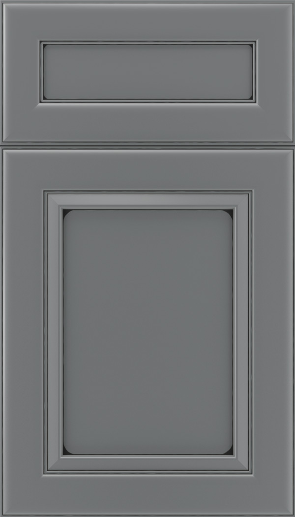 Paloma 5pc Maple flat panel cabinet door in Cloudburst with Black glaze