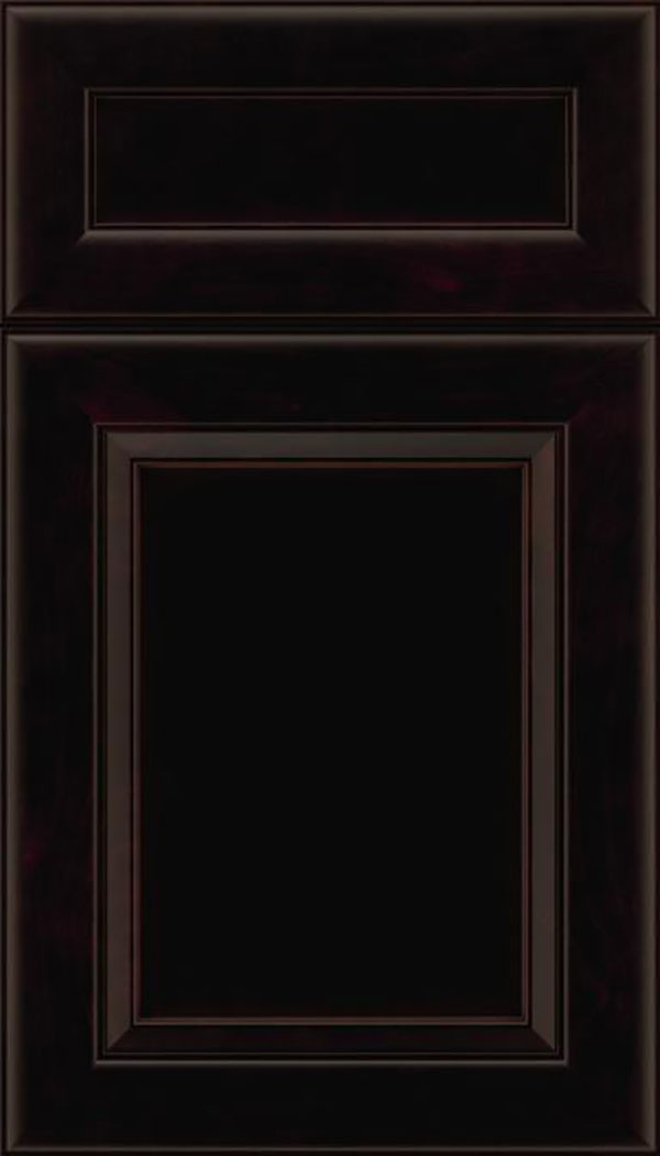 Paloma 5pc Maple flat panel cabinet door in Espresso with Black glaze