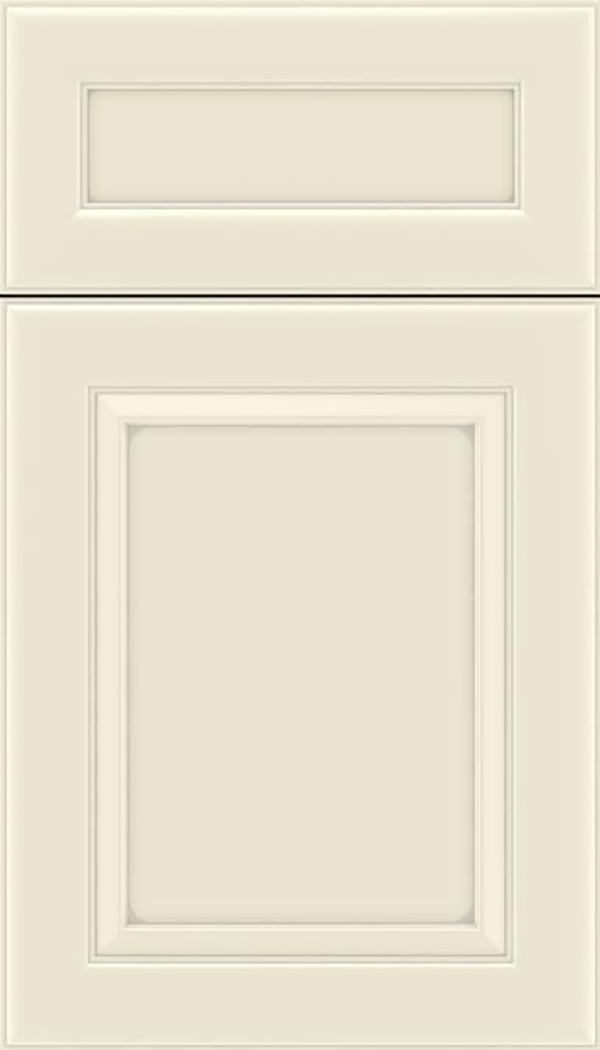 Paloma 5pc Maple flat panel cabinet door in Seashell with Pewter glaze