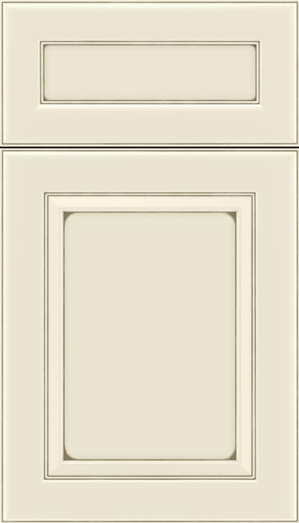 Paloma 5pc Maple flat panel cabinet door in Seashell with Smoke glaze
