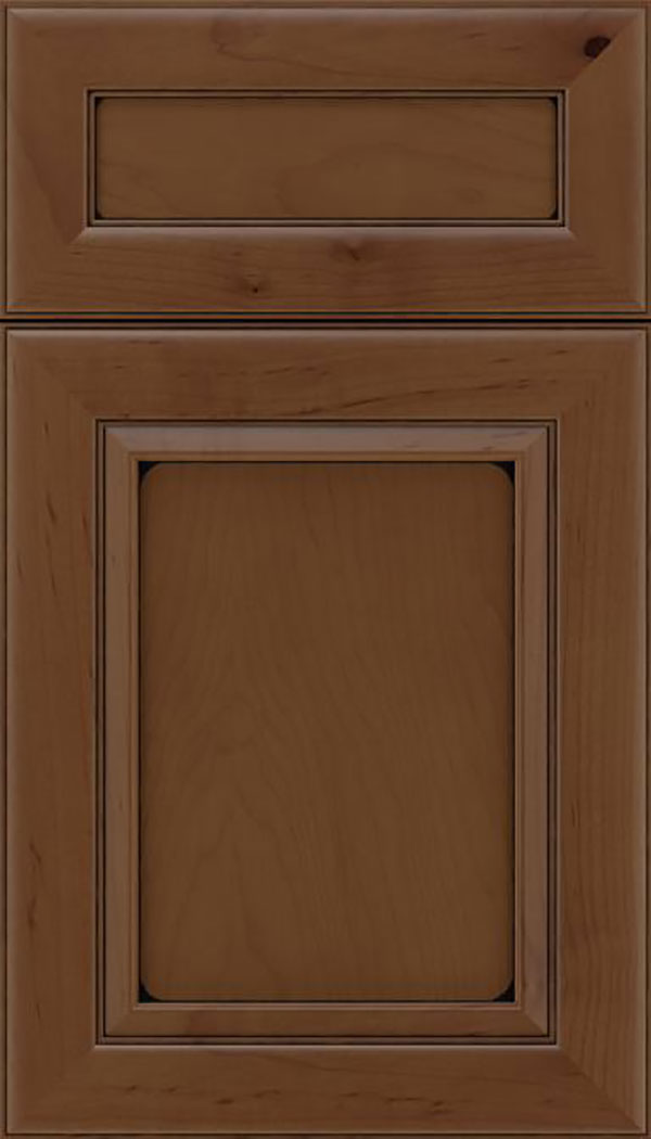 Paloma 5pc Maple flat panel cabinet door in Sienna with Black glaze