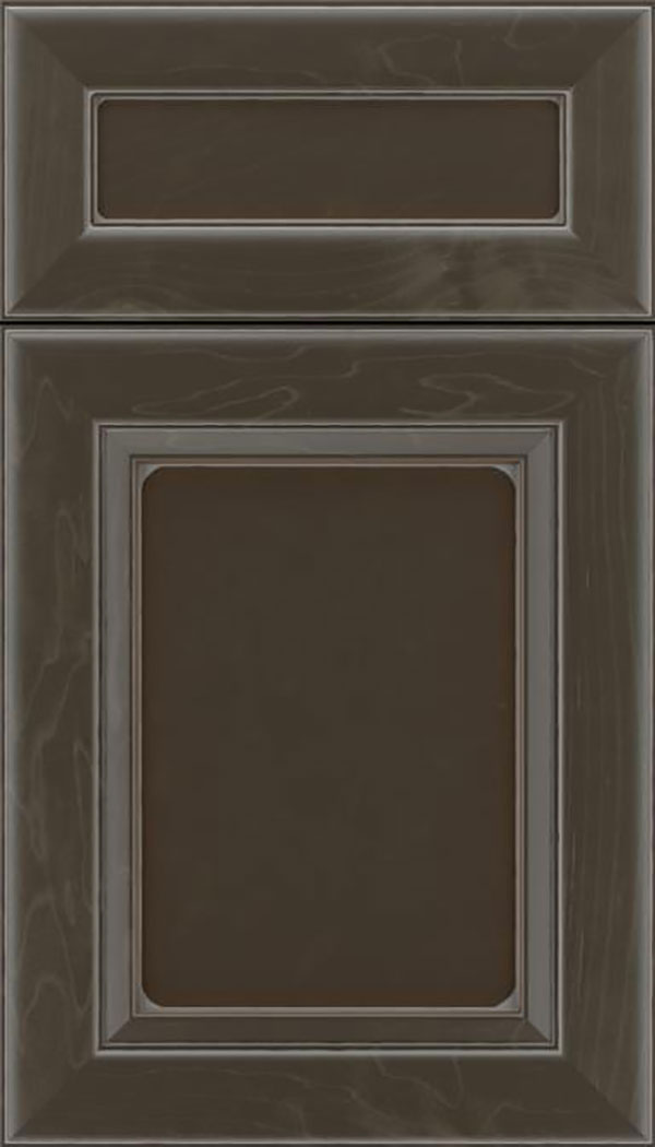 Paloma 5pc Maple flat panel cabinet door in Thunder with Pewter glaze