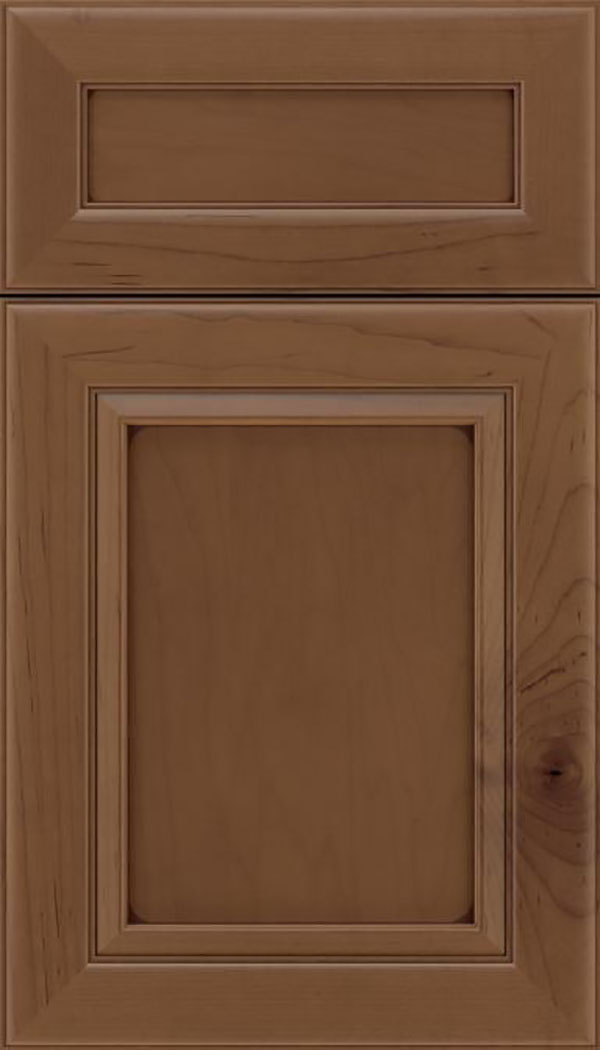 Paloma 5pc Maple flat panel cabinet door in Toffee with Mocha glaze