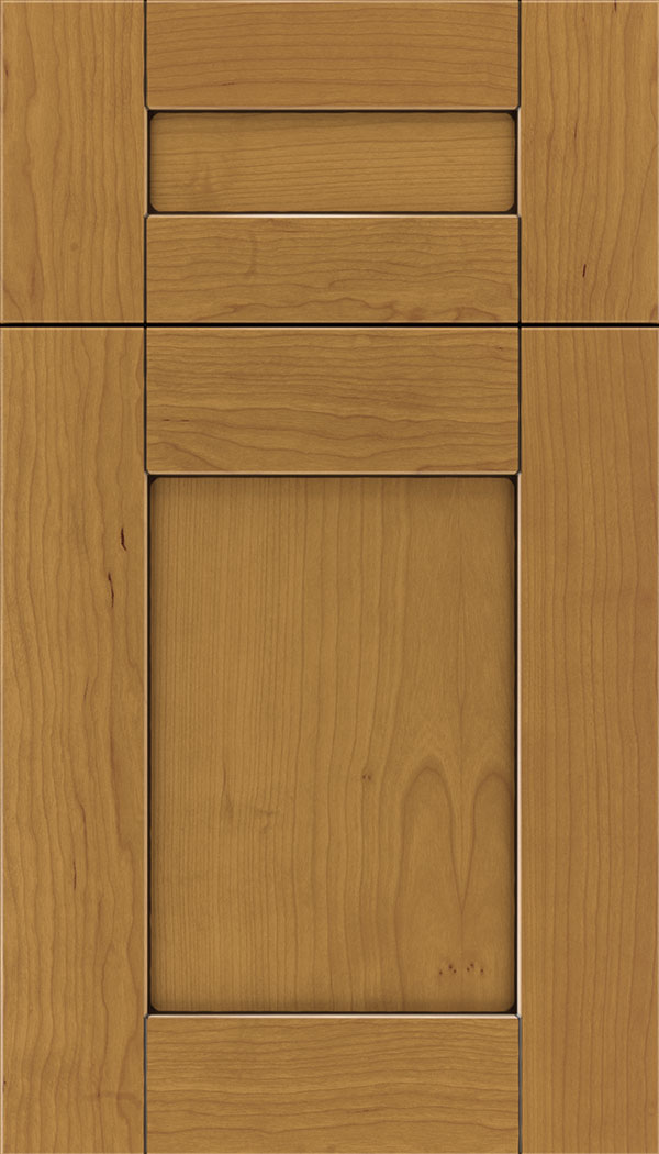 Pearson 5pc Cherry flat panel cabinet door in Ginger with Black glaze