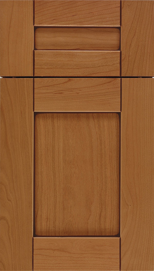 Pearson 5pc Cherry flat panel cabinet door in Ginger with Mocha glaze