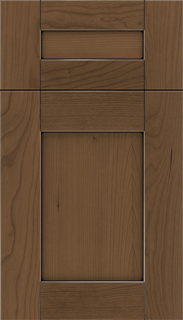 Pearson 5pc Cherry flat panel cabinet door in Toffee with Black glaze
