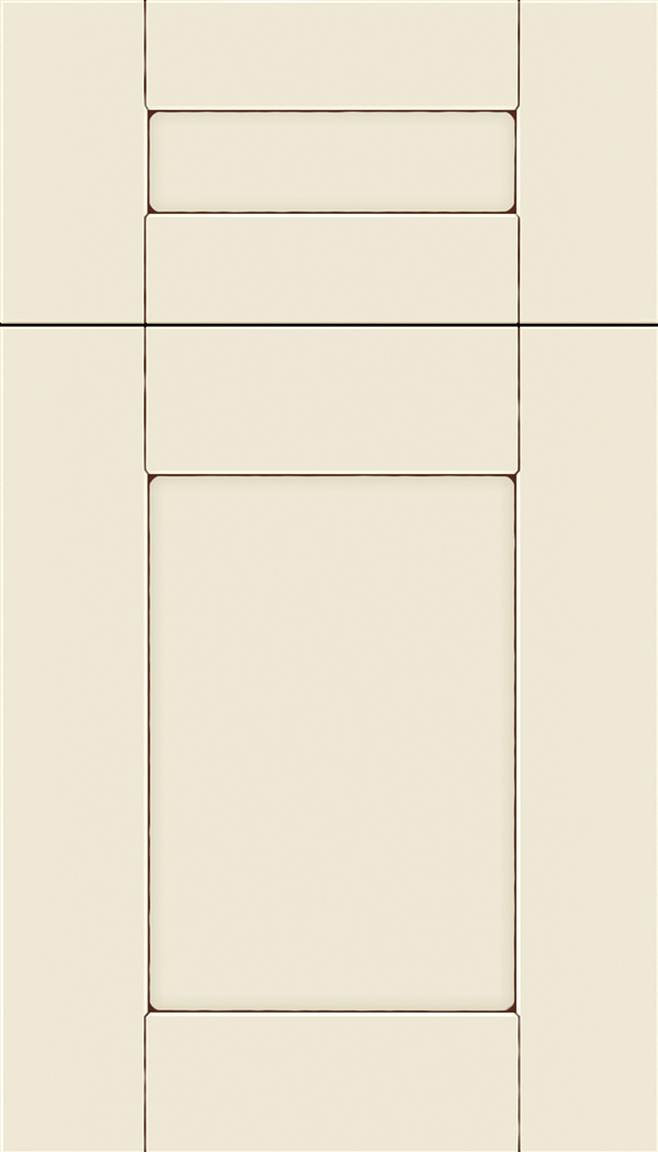 Pearson 5pc Maple flat panel cabinet door in Seashell with Mocha glaze