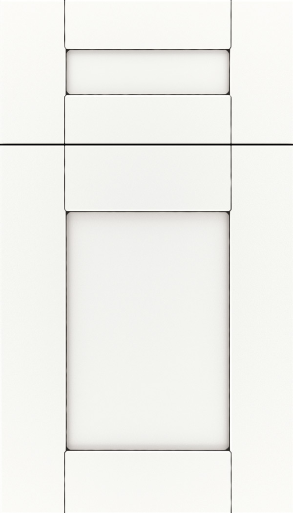 Pearson 5pc Maple flat panel cabinet door in Whitecap with Black glaze