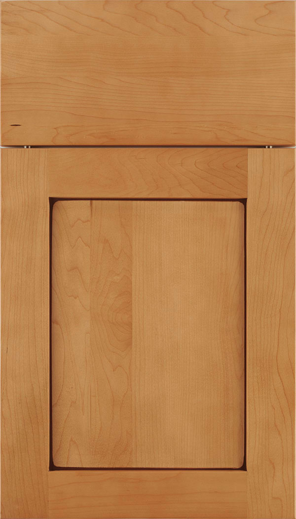 Plymouth Maple shaker cabinet door in Ginger with Mocha glaze