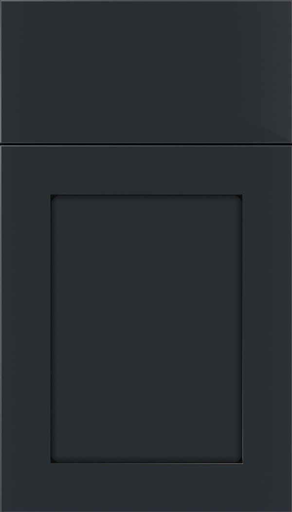Plymouth Maple shaker cabinet door in Gunmetal Blue with Black glaze