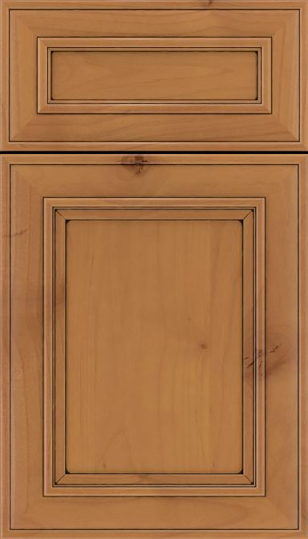 Sheffield 5pc Alder recessed panel cabinet door in Ginger with Black glaze