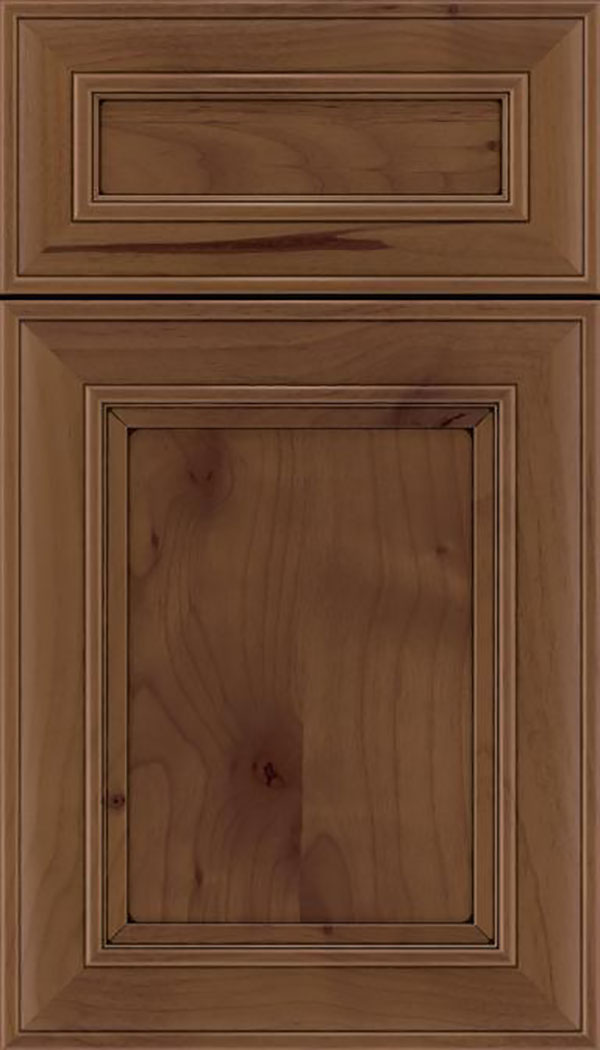 Sheffield 5pc Alder recessed panel cabinet door in Sienna with Black glaze