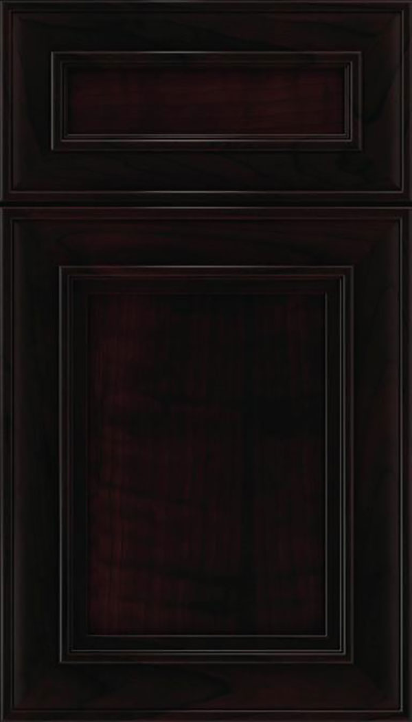 Sheffield 5pc Cherry recessed panel cabinet door in Espresso