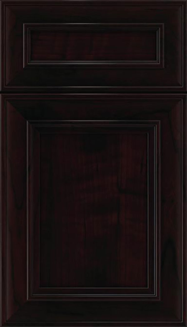 Sheffield 5pc Cherry recessed panel cabinet door in Espresso with Black glaze