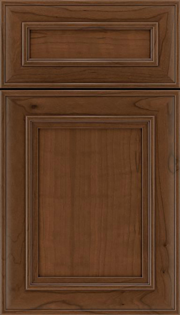Sheffield 5pc Cherry recessed panel cabinet door in Sienna with Mocha glaze
