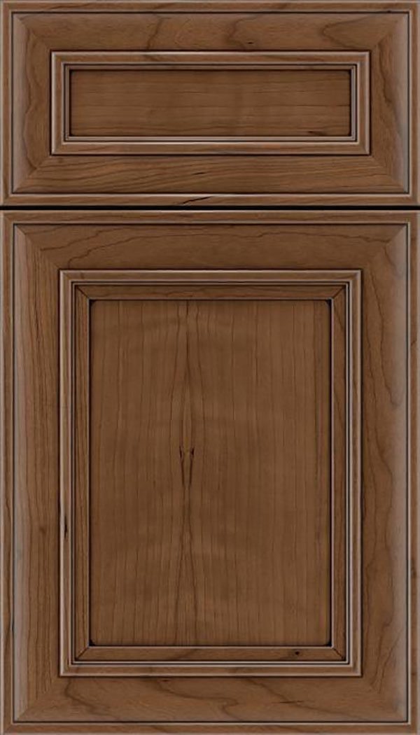 Sheffield 5pc Cherry recessed panel cabinet door in Toffee with Mocha glaze