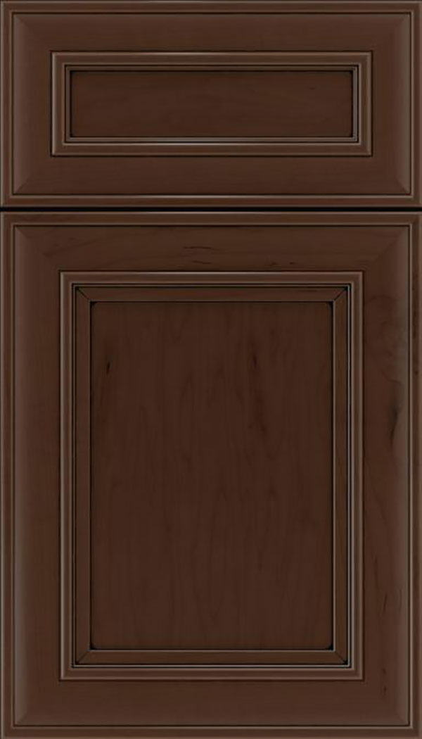 Sheffield 5pc Maple recessed panel cabinet door in Cappuccino with Black glaze