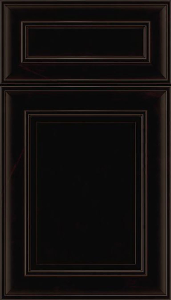 Sheffield 5pc Maple recessed panel cabinet door in Espresso with Black glaze