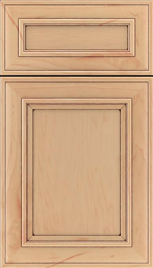 Sheffield 5pc Maple recessed panel cabinet door in Natural with Mocha glaze