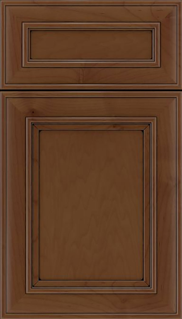 Sheffield 5pc Maple recessed panel cabinet door in Sienna with Black glaze