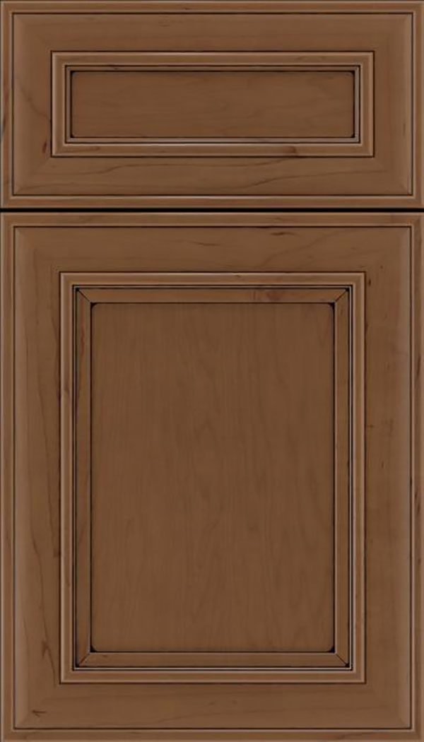 Sheffield 5pc Maple recessed panel cabinet door in Toffee with Black glaze